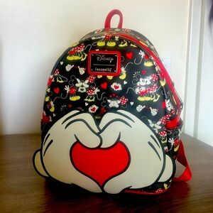 Loungefly Mickey & Minnie Mouse Heart Hands Mini Backpack